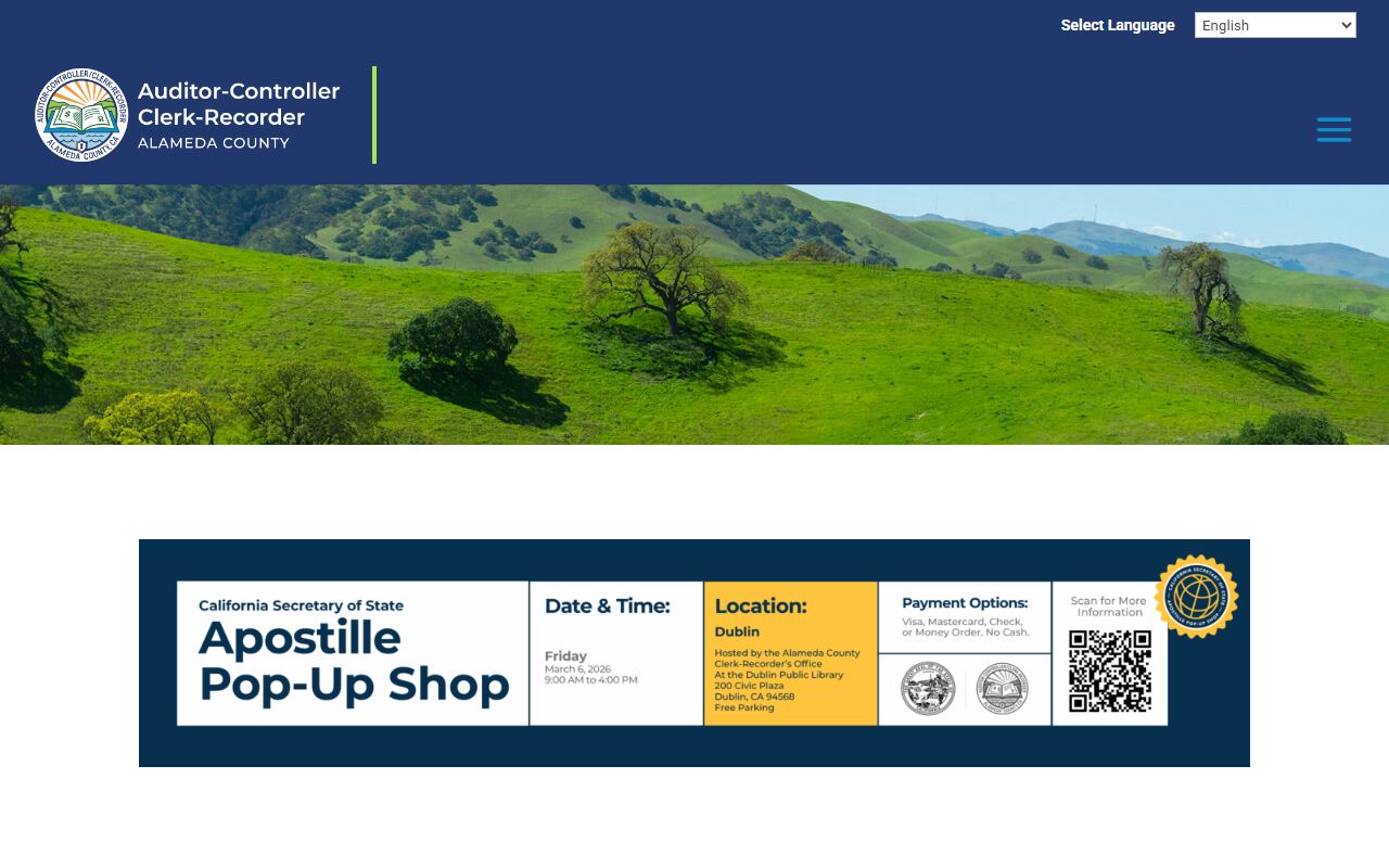 Alameda County recorder homepage