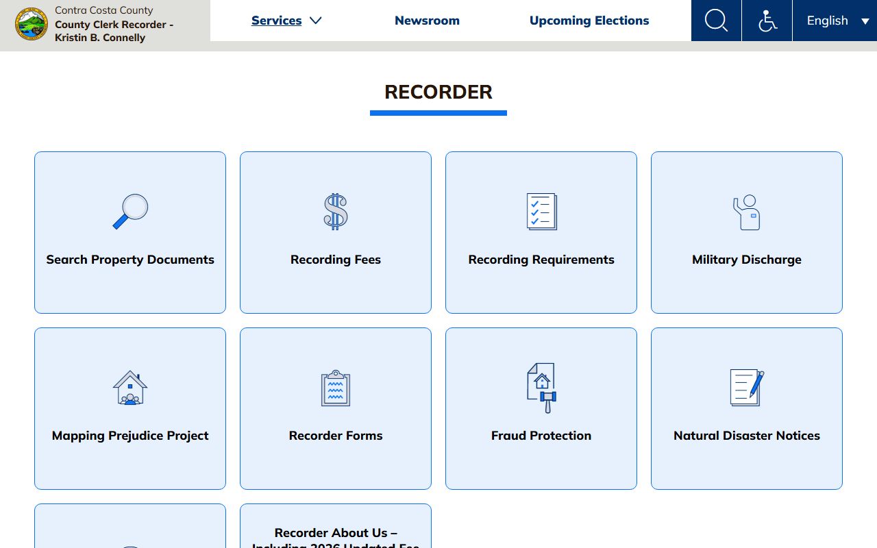 Contra Costa County recorder homepage