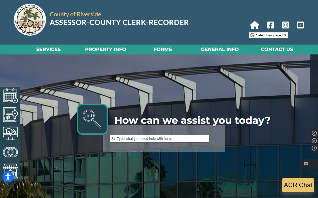 Riverside County recorder homepage