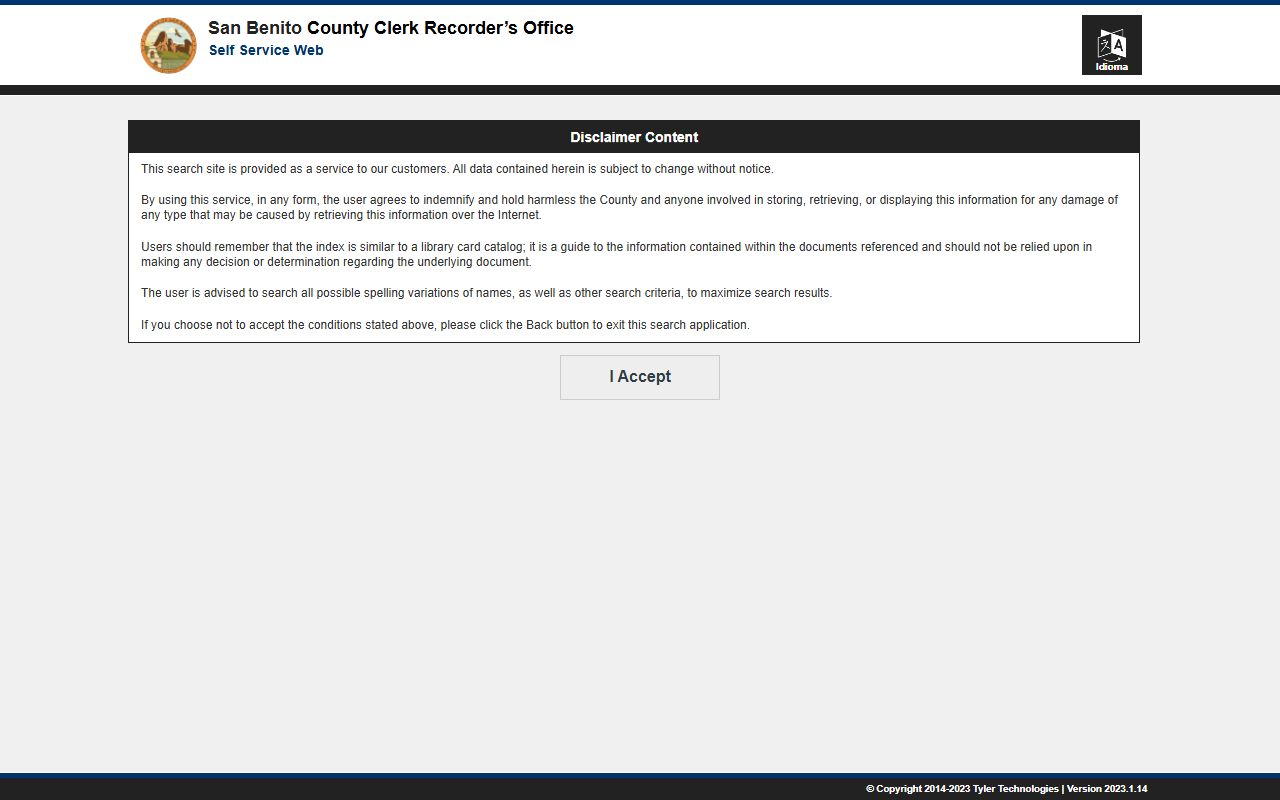 San Benito County Tyler search portal