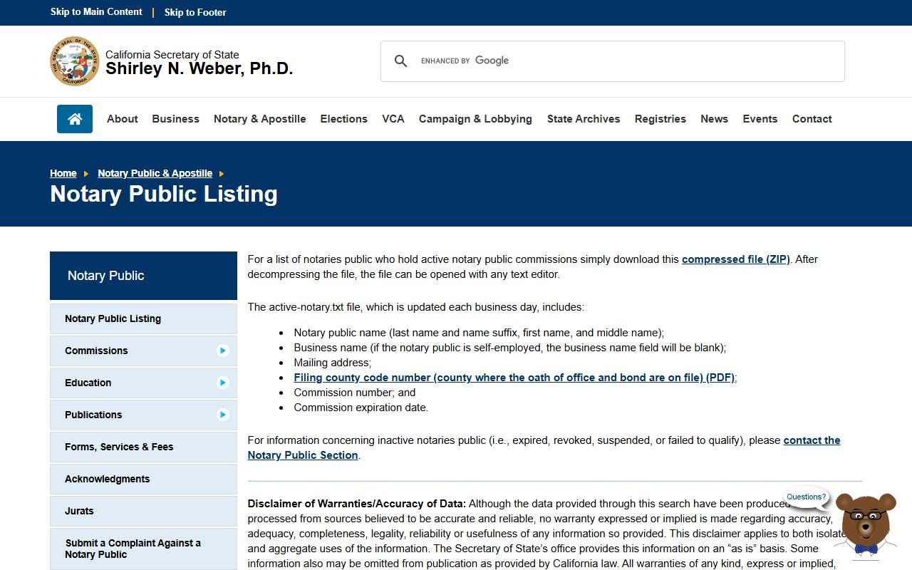 Active notary public download database