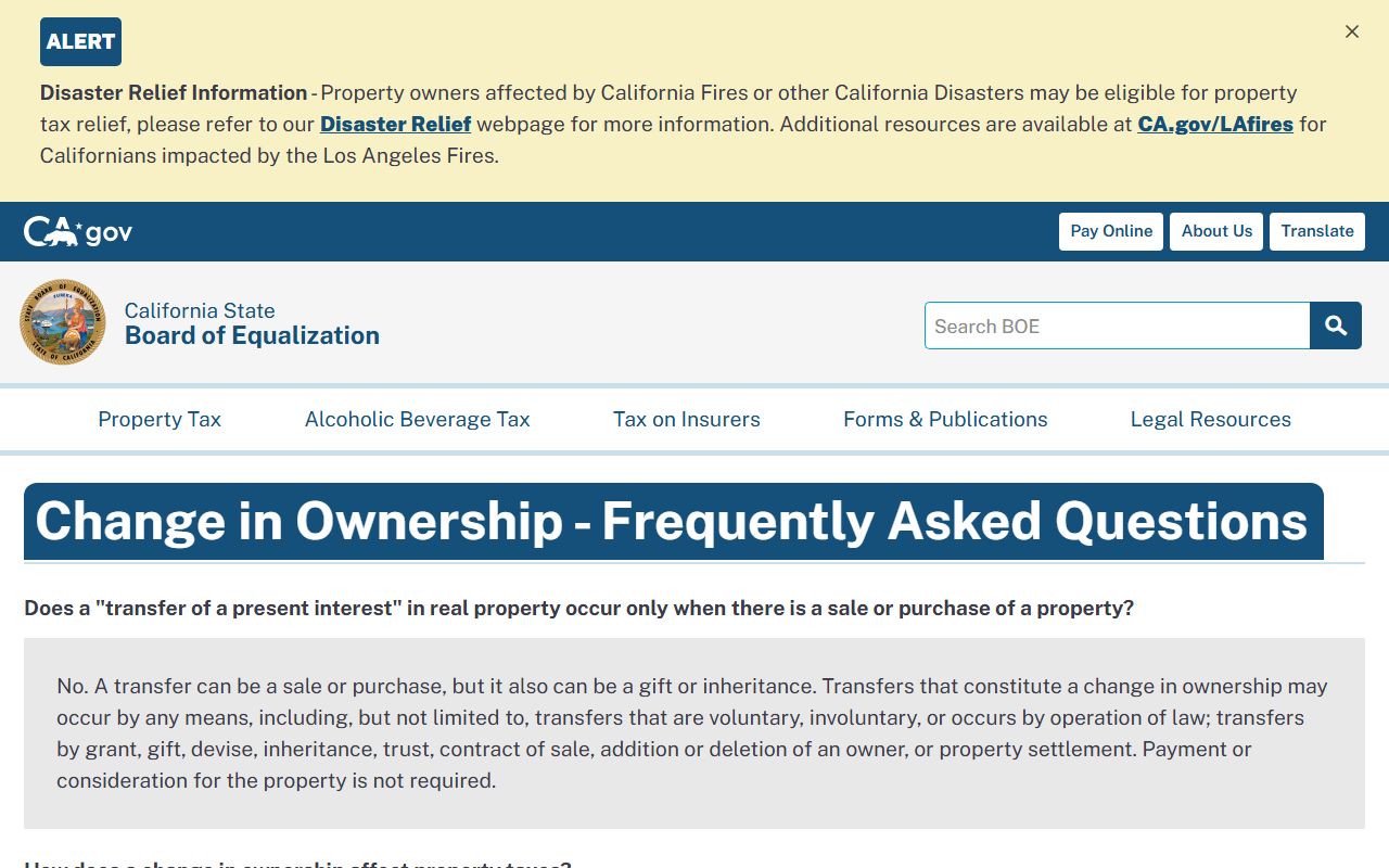 FAQs on change of ownership reporting requirements